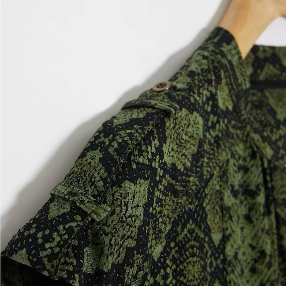 Anthropologie Yinka Green Snakeskin Print Tunic Dress - Picture 5 of 8